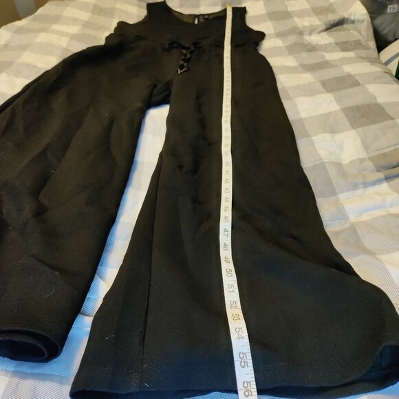 Jumpsuit Casual Wide Leg Long Pant, Crewneck Sleeveless Tie Belt with Pockets - Picture 10 of 10